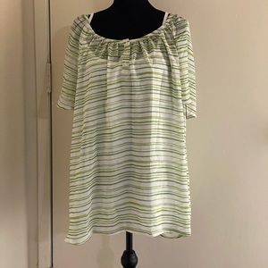 Green and White Striped Top